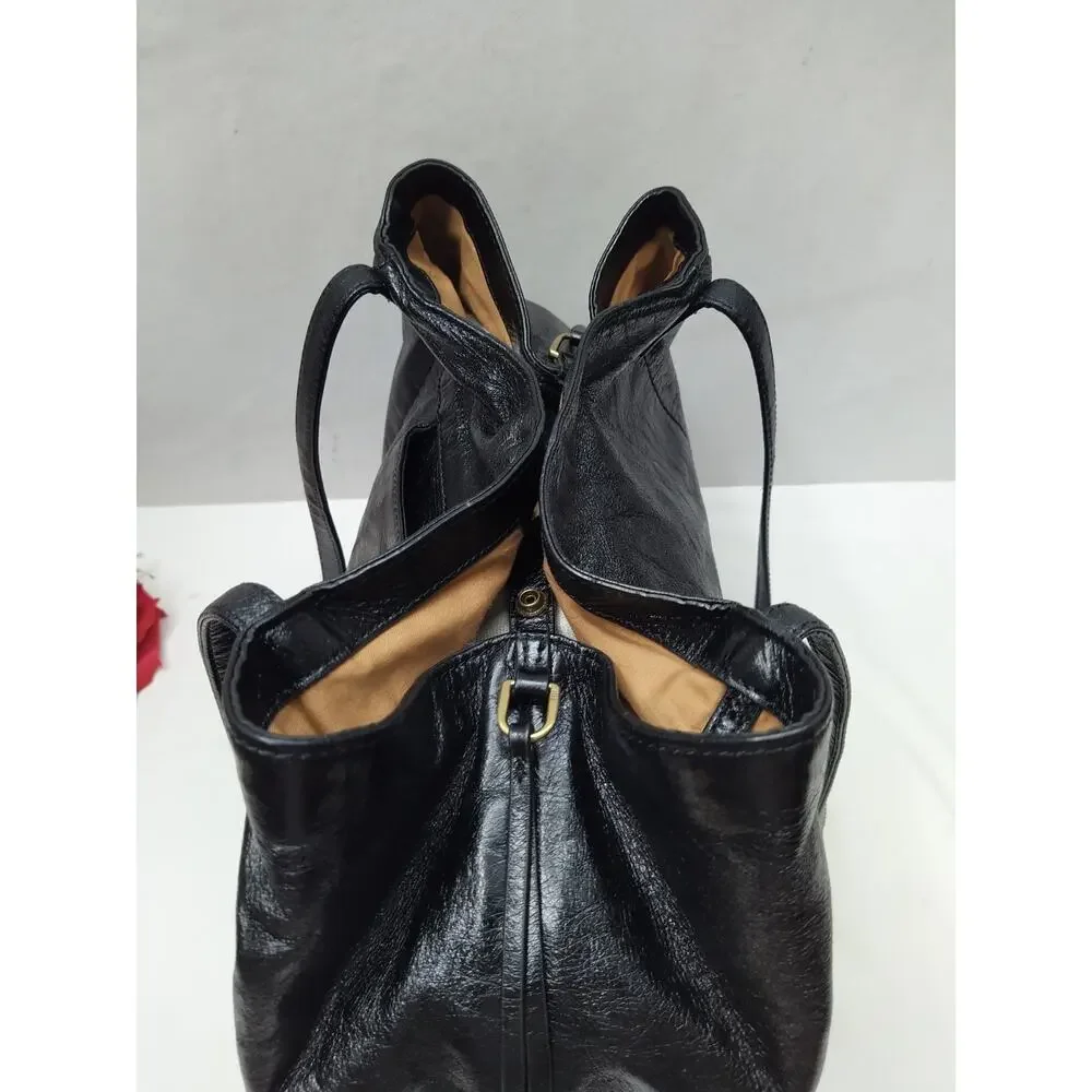 HOBO Black Leather Double Handles Shoulder Bag